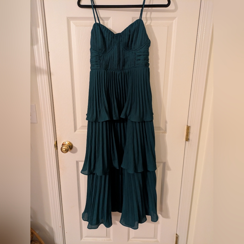 Lulu's Teal Pleated Dress
